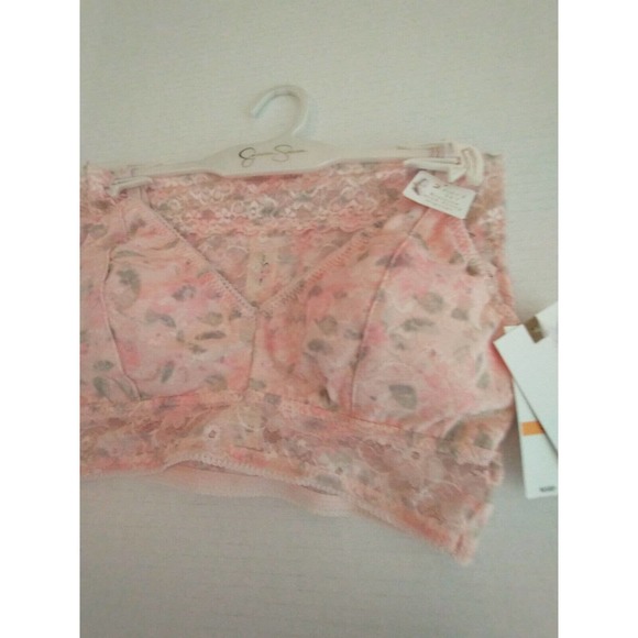 NWT Jessica Simpson 2 Piece Pink Floral Bralette And Hipster Panties Set sz S - Picture 6 of 9